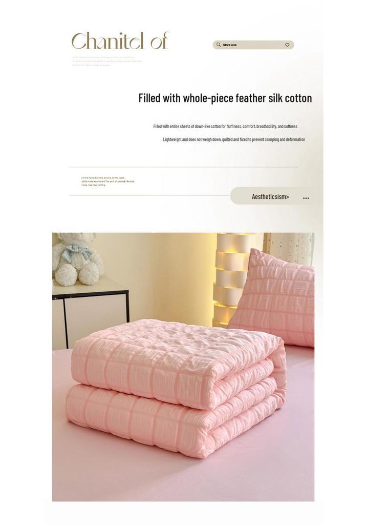 Premium Stylish Gauze Summer Quilt Set - Washable 4-Piece Air Conditioning Thin Quilt for Dorms