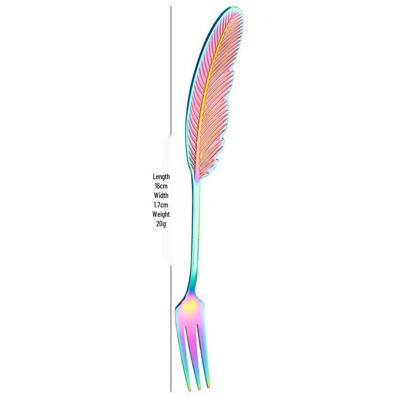 Creative Feather Stainless Steel Fork & Spoon Set for Dessert and Coffee