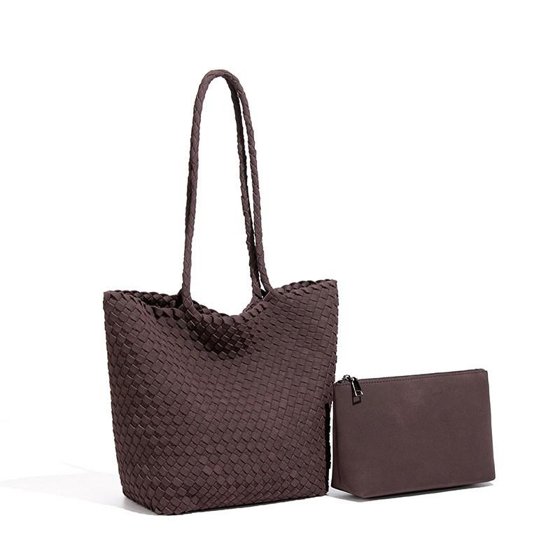 

Hand-knitted Matte Suede Large-capacity Woven Bag Casual Retro Fashionable Mother-child Tote Bucket