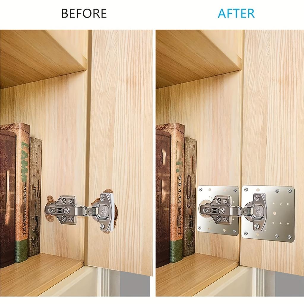 10-Pack Cabinet Hinge Repair Plate, Polished Stainless Steel Face Mount Hinge Fixing Bracket Kit with Mounting Screws