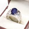 Blue Sapphire Oval Cut Gemstone With 925 Sterling Silver Ring For Men's #B621 JL375686516341