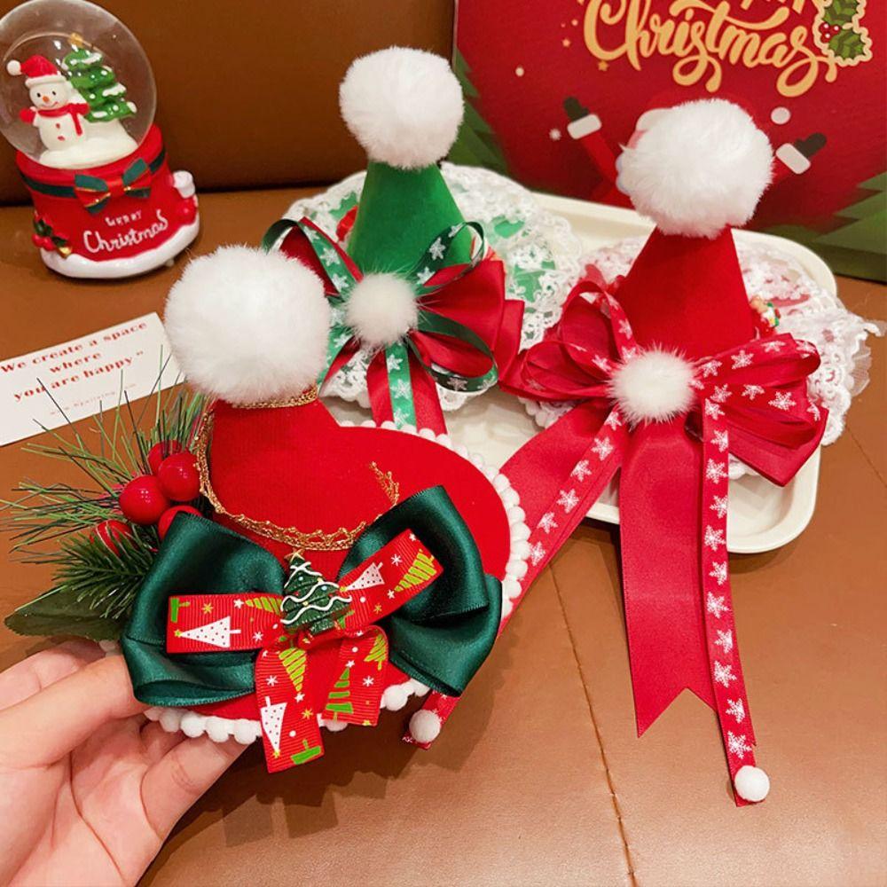 Vánoční formální klobouk Dětský vánoční klip do vlasů Mašle Vánoční klobouk Čelenka Dětský