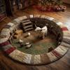 Multicolor 3D Digital Printed Quilted Round Carpet Living Room Bedroom
