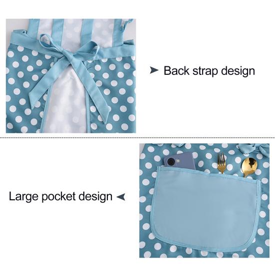 Twill Cotton Apron with Polka Dot & Ruffle Straps Water-Resistant Kitchen Apron for Cooking Baking Breathable Large Front Pocket Home Apron