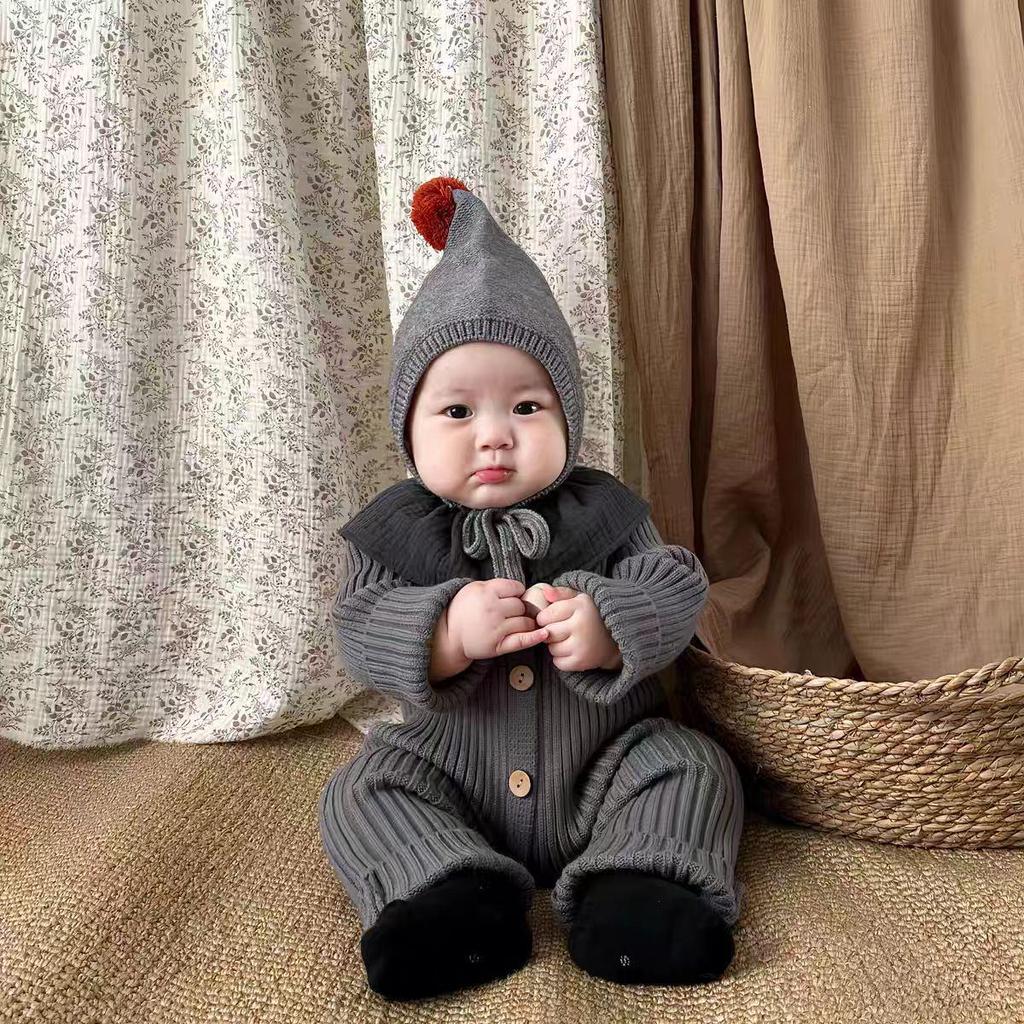 Baby Pom-Pom Knit Hat with Ear Protection - Cute Korean Autumn/Winter Style