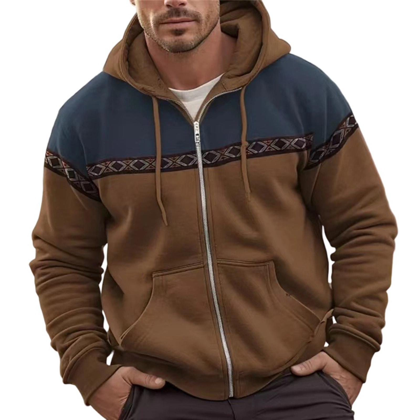 

Men s Leisure Fashion Hooded Hood Zipper Coat XXL коричневый
