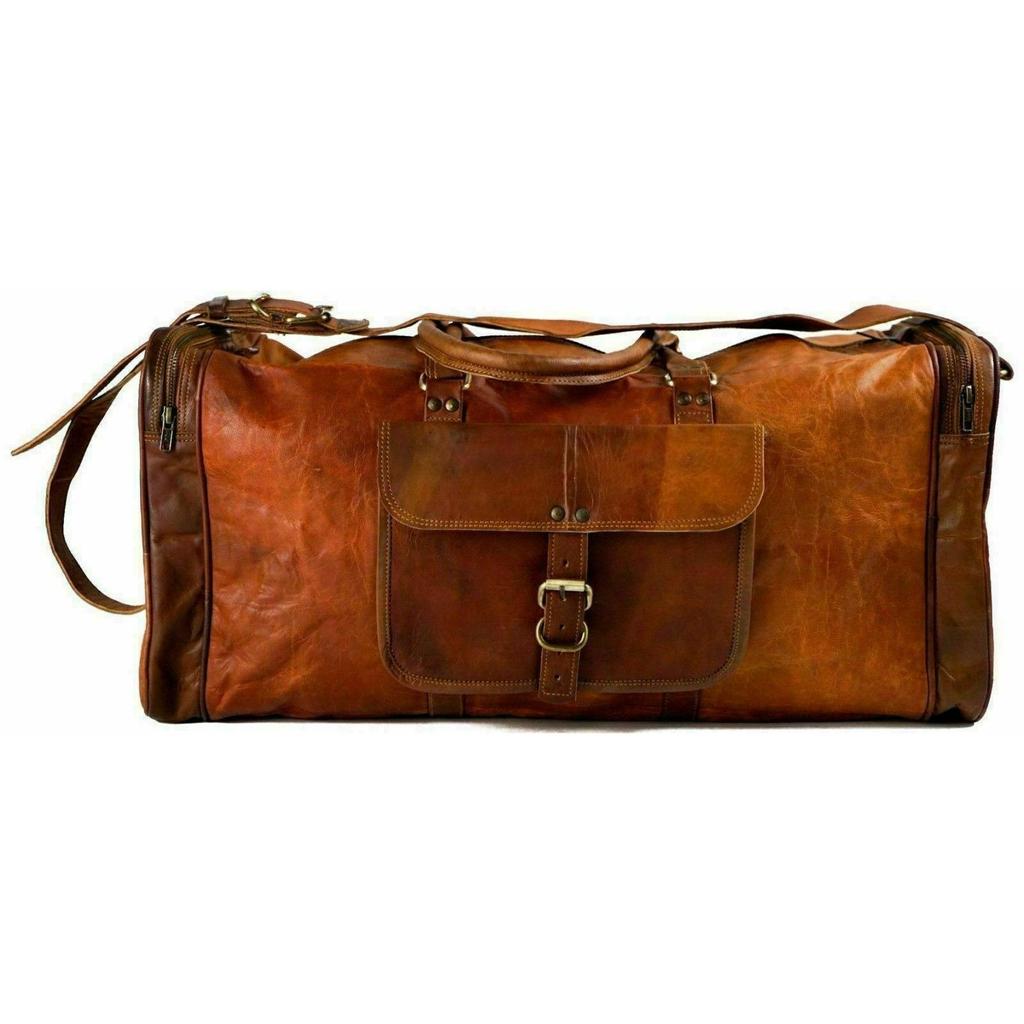 Jednodenní pánská cestovní taška do posilovny z pravé kozí kůže Vintage Duffel