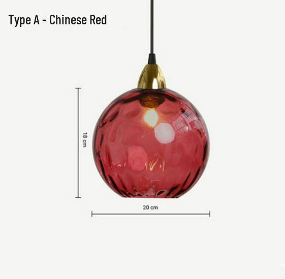Nordic Embossed Colorful Glass Sphere Pendant Light for Bedroom, Bedside, or Restaurant Bar.