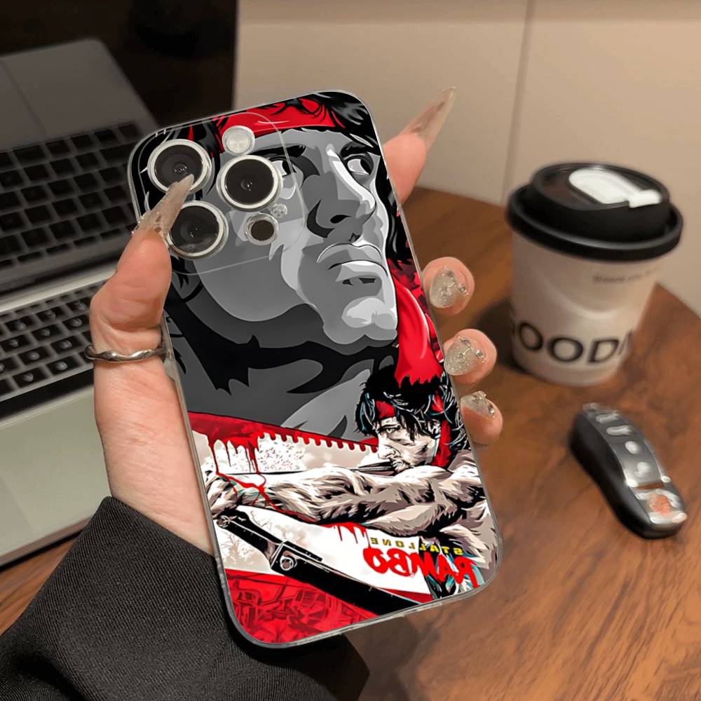1pc Movie Rambo First Blood Transparent Phone Case For IPhone 16 15 14 13 12 11 Pro Max Plus Soft Cover