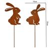 Easter Bunny Courtyard Decoration: Rusted Metal Garden Sculpture