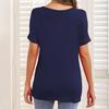 Women’s Shirts Round-neck Short Sleeves Loose Tops Pullover Pleated Stripes T-shirts Solid Color Summer Spring Casual Wear