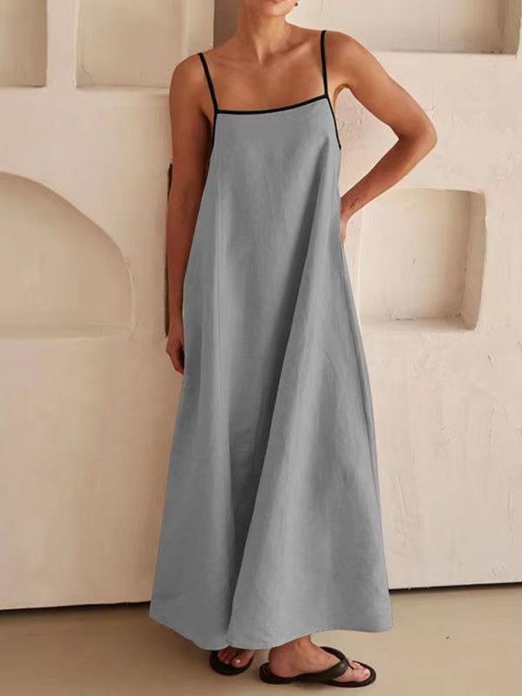 Fashion Color Collision Halter Swing Dress 2025 Solid Color Comfortable Leisure Elegant And Beautiful Women's Dresses