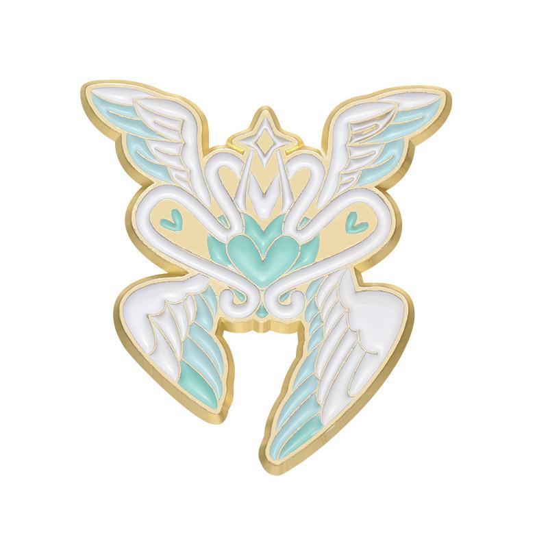

Cartoon Character Trendy Alloy Brooch Featuring Colorful Eyes And Elegant White Wings For All XZ9537