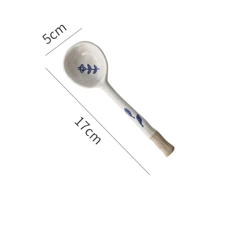 Hand-Painted Ceramic Spoons Colorful Tea/Dessert Spoons for Kitchen, Table Setting Gift Vintage Long Handle Dessert Spoon