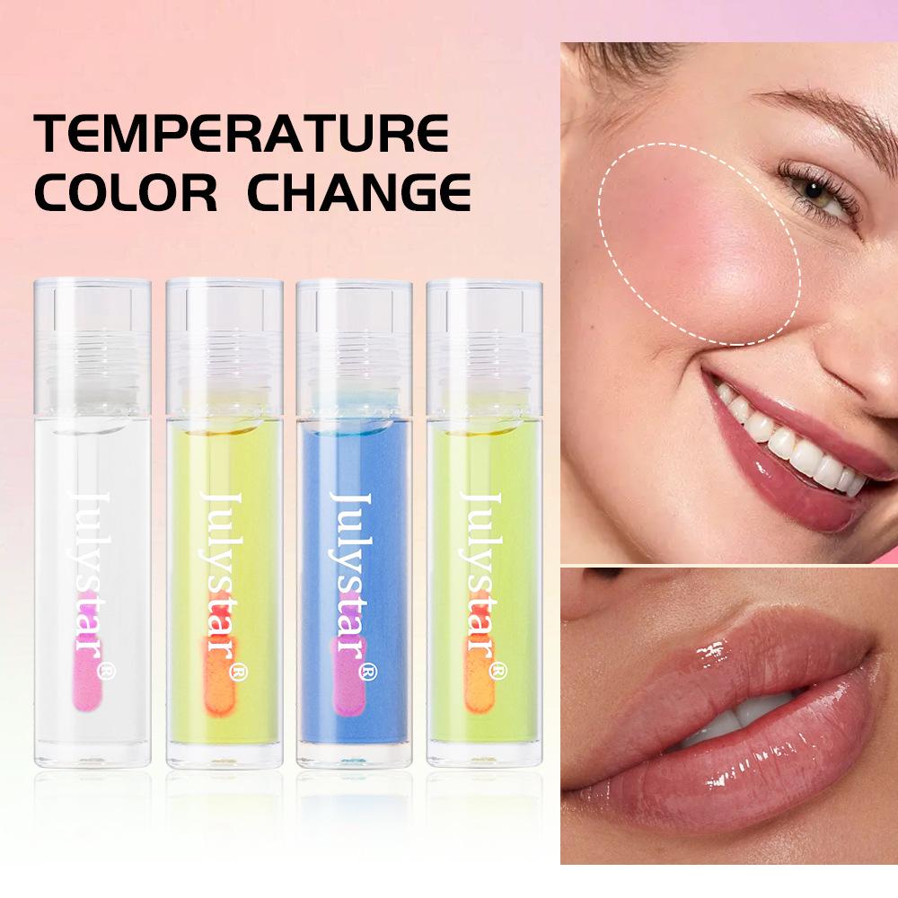 Lip Glaze And Blush 2-in-1 Body Warming Blush Liquid Natural Moisture Lip And Cheek Color Changing Blush
