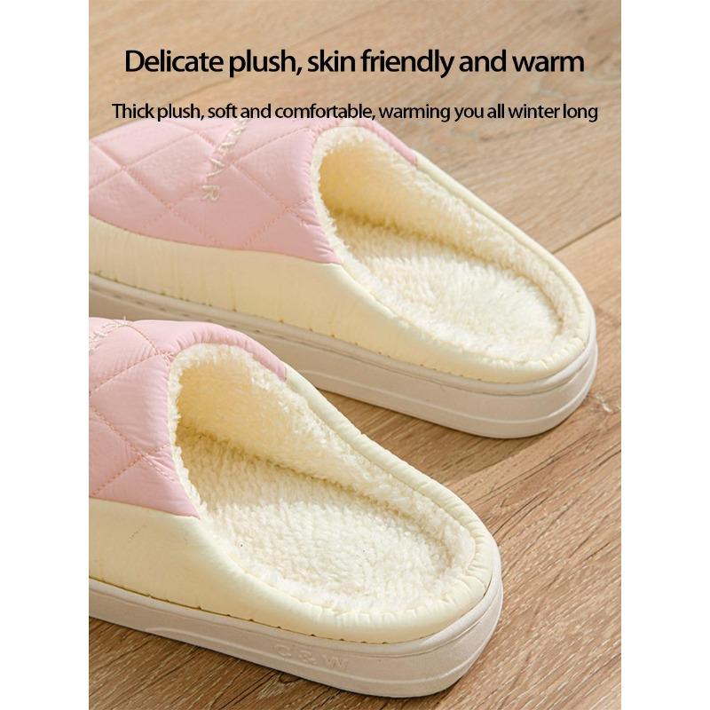 Waterproof Non-Slip Cotton Winter Slippers for Couples - Warm Indoor Footwear for Women