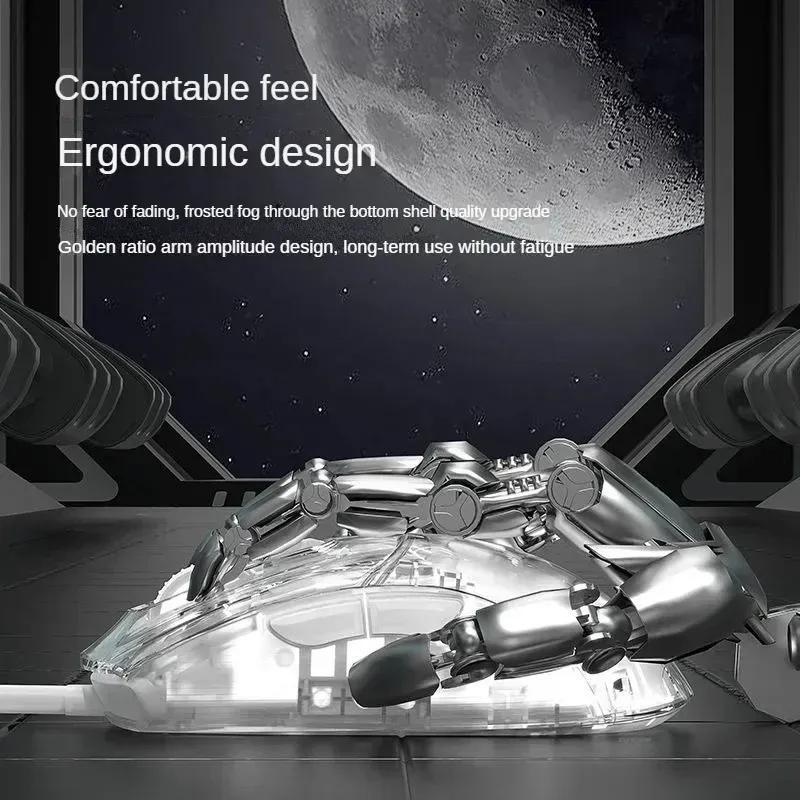 Q8 2.4 Wireless Bluetooth Transparent Mouse Tri-mode 7200PDI RGB Macro Defines Gaming Mouse Notebook Office Accessories