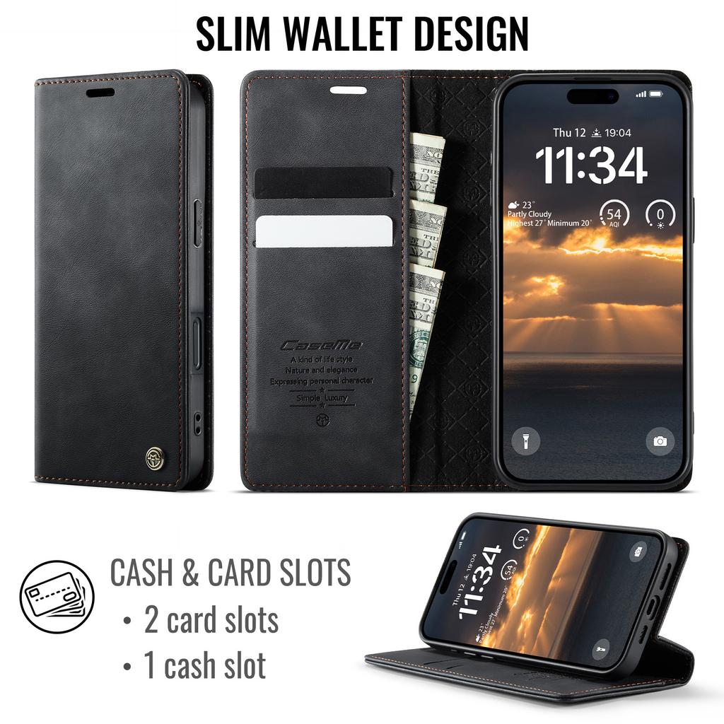 Suitable for iPhone 17 Pro card slot phone case, Samsung S25 ULTRA calf pattern leather case, A15 flip retro case