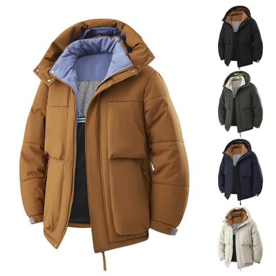 Lässige Herren- und Damenjacken mit farblich abgestimmter Innen- und Außenseite, wasserdichte und kältebeständige verdickte Baumwolljacke mit Kapuze für Herren