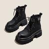 thick-soled leather Martin boots women's British style 2025 new small height-increasing brown short boots autumn and winter all-match boots