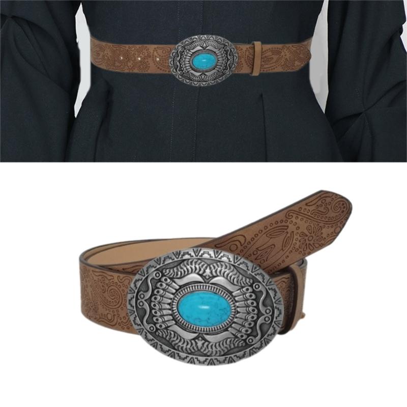 Girls PU Belt Motorcycle Embossed Pattern Waist Belt Fashion Enthusiasts Belt Coat Dress Female Decorative Waistband