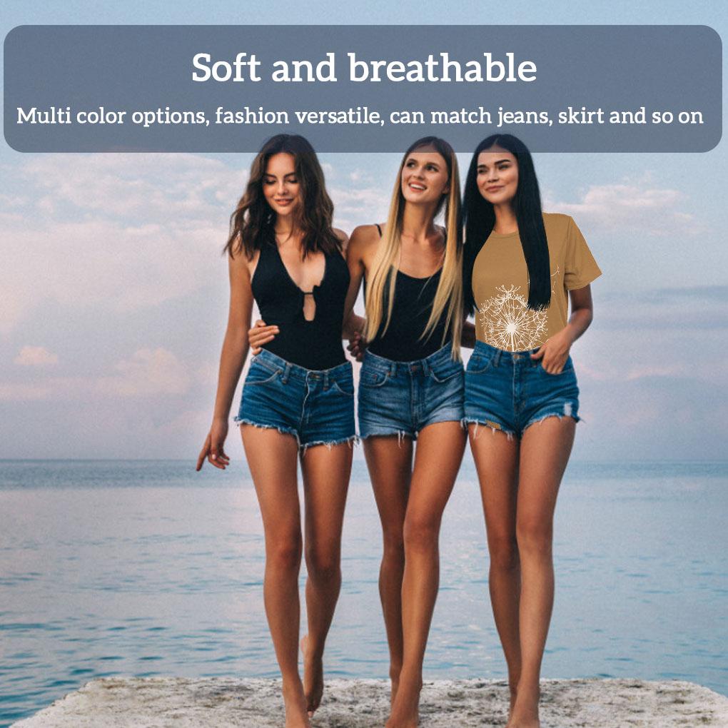 Damen Rundhals T-Shirts Kurzarm pl Style Top Sommer Atmungsaktive T-Shirts Unisex Kleidung Modeaccessoire