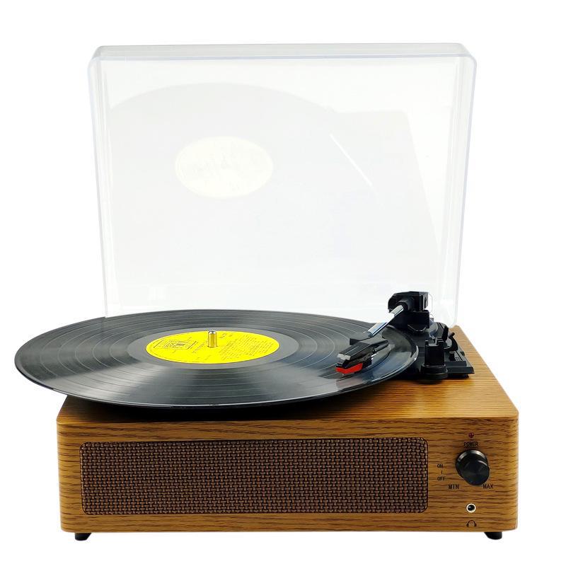 Spot Wireless Bluetooth Wooden Retro Phonograph with Dustproof Cover - Vinyl Record Player Gift