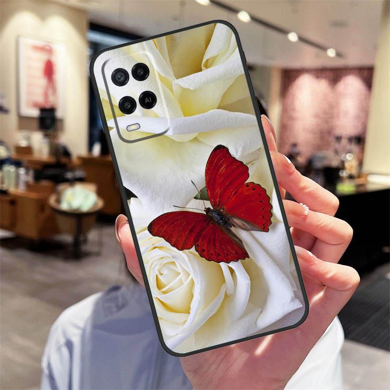 Luxury Blue Butterfly Butterflies Case For Oppo A40 A60 A80 A18 A38 A58 A78 A98 A16 A76 A96 A15 A17 A77 A74 A94 A54 A57S Cover