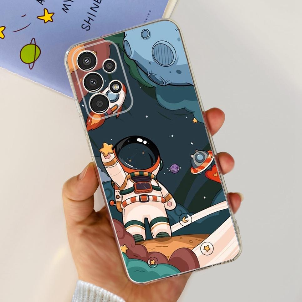 Voor Samsung A13 M13 M23 M33 Galaxy Hoesje Bloemen Vlinder Astronaut Telefoonhoesje Achterkant Zachte Bumper Samsung Galaxy A13 M23 Tas