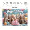 Tela de Fondo 2D Feliz Cumpleaños Gatitos, Fondo Azul para Fiesta para Vlog y Transmisión en Vivo