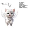Angel Cat Pendant Rearview Mirror Ornament Car Decoration Cute White Kitten Pendant with Lanyard Whimsical Charm