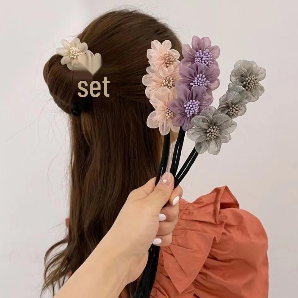 

Korean Style Silk Flower Hair Stick - Gentle Updo Tool for Damage-Free Hairstyles.