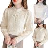Women Tops Long Sleeve Lace Spliced Slim Fit Half High Collar Pullover Tops
