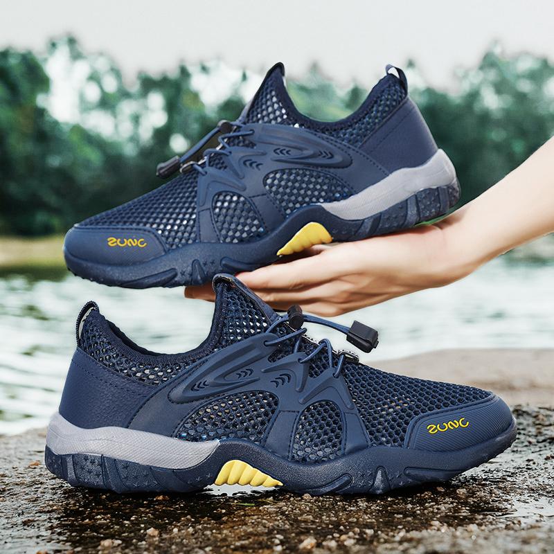 Fashion Men's Shoes Summer Breathable Mesh Outdoor Non-slip Light Walking Casual Trekking Sneakers Beach Wading Shoes Male