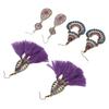 3 Pairs Ethnic Tassel Earrings Set Comfortable Lightweight Safety Vintage Ethnic Earrings for Women