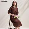 Zhaojun New Chinese Style Cut-out Silk Gauze Half-Sleeve Midi Dress