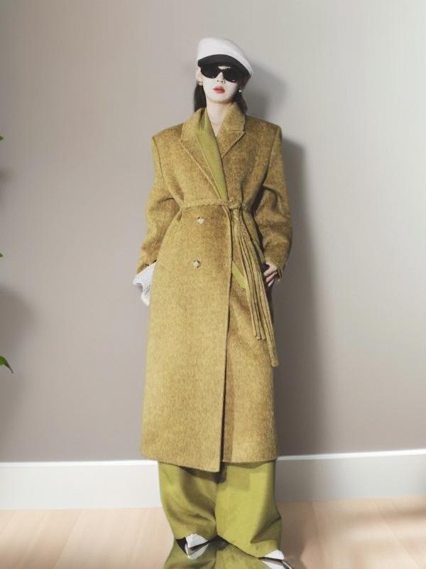 Dámský oboustranný kašmírový vlněný kabát - 2025 podzim/zima korejský módní styl.