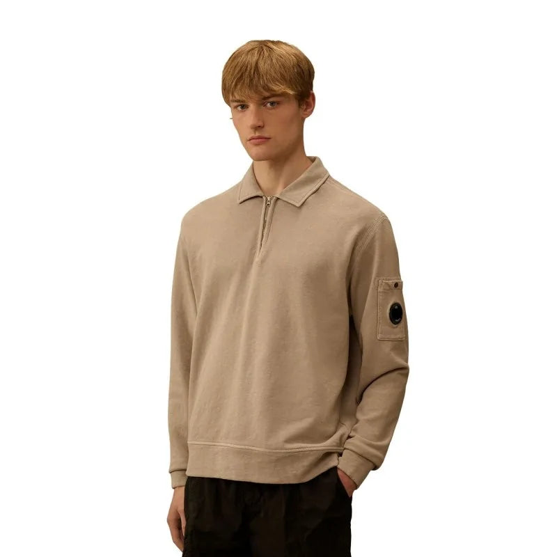 Malfilè Fleece Lens Half Zip Sweatshirt - DOVE - GREY