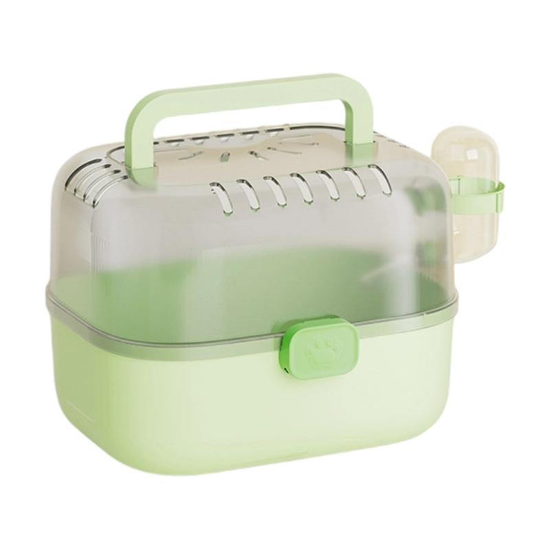 

Breathable Travel Cage for Hamsters Safety Closures Quickly Clean Attached Water Dispenser Portable Carriers зелений