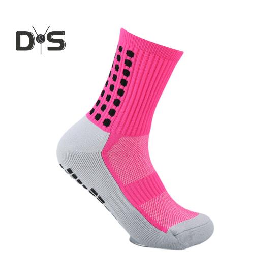 1 Pair Sports Socks Anti-slip Silicone Bottom Mid-tube Sweat Absorption Fine Knitting High Elasticity Daily Wear Football Basketball Calf Socks