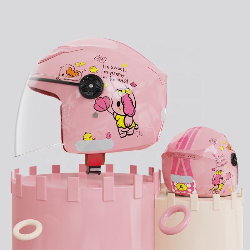 Cute Cartoon High Quality Open Face Kids Helmets for Children Electric Scooter Motorbike with ABS Shell and EPS Buffer розовый