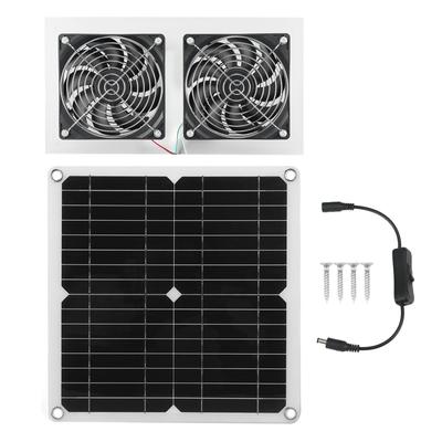 25W Güneş Paneli Fan Kiti IPX65 Su Geçirmez Düşük Gürültülü Verimli Güneş Enerjili Çift Fan Tavuk için
