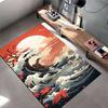 Red Sunset, Ocean Waves, and Tree Art Rug Non-slip Rug Suitable for Living Room and Bedroom Sofas
