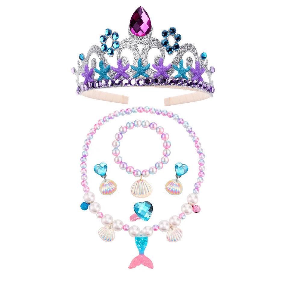 Children'S Princess Crown Accessories Necklace Set Bag Accessories Mermaid Generation Children'S Birthday Gift Jewelry