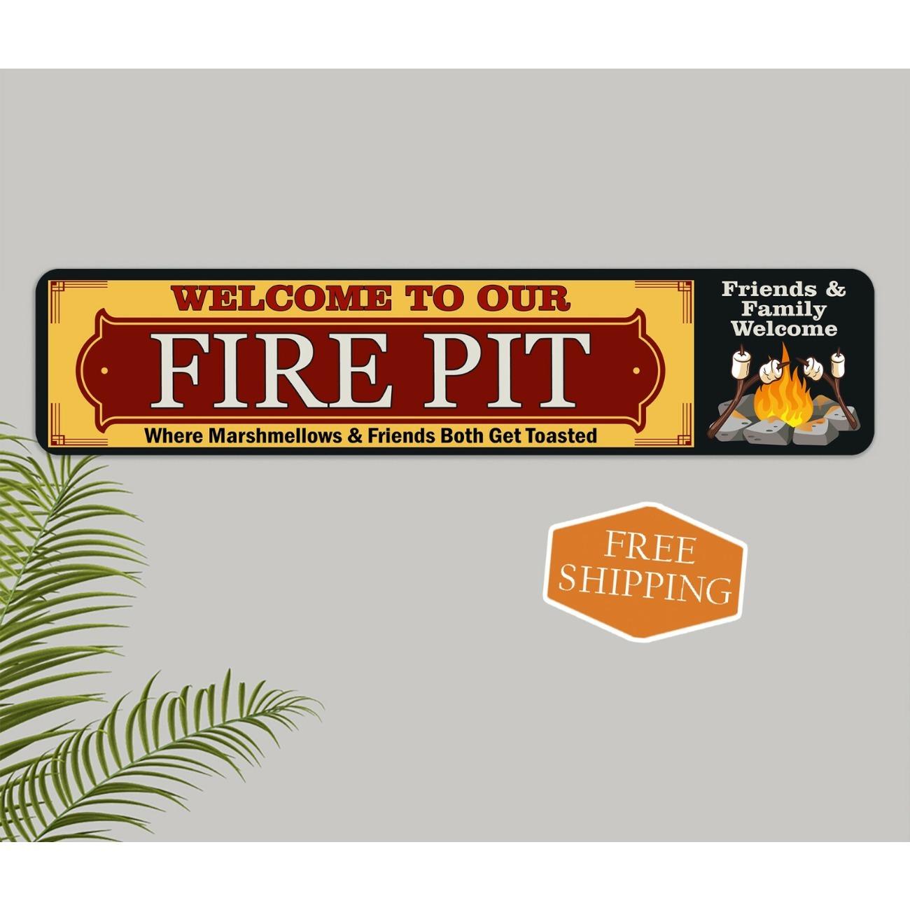 Personalized Metal Sign Fire Pit BBQ Wall Art Home Decor Dustproof Waterproof белый