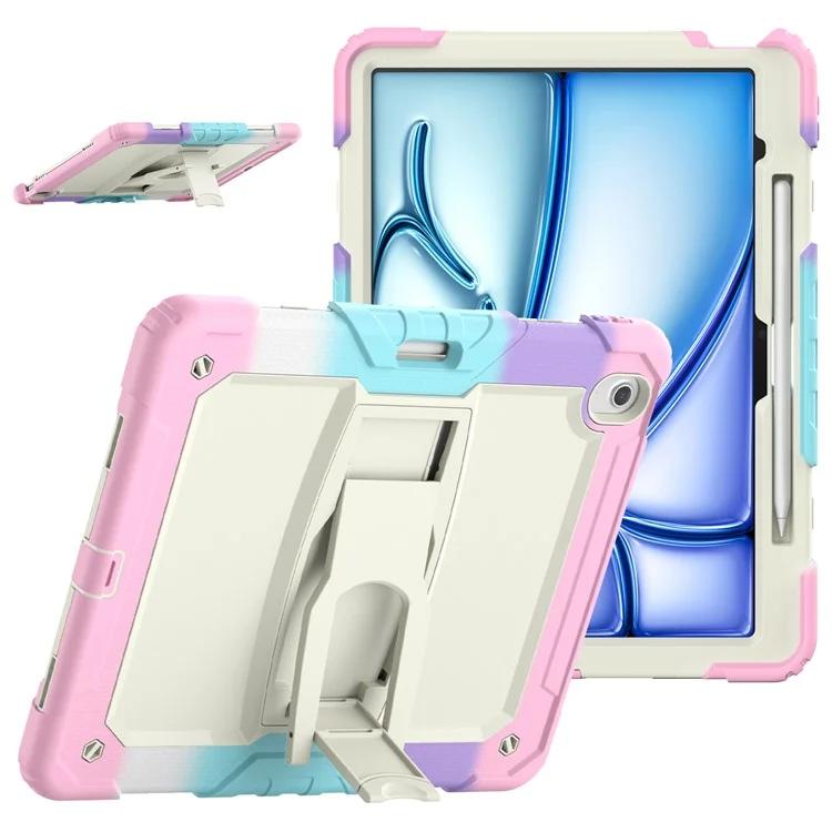 

Для iPad Эйр 13 (2024) Чехол для ПК + силиконовый защитный чехол для планшета с гнездом для стилуса и подставкой