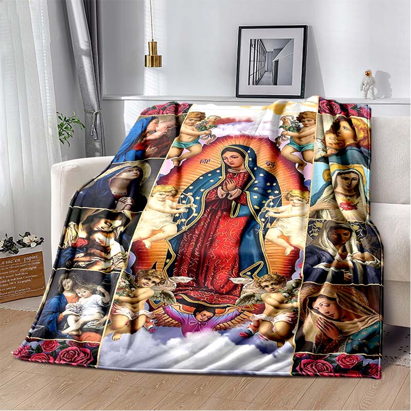 1 PC 3D printed flannel blanket (Our Lady of Guadalupe pattern) home blanket birthday gift. Customizable.