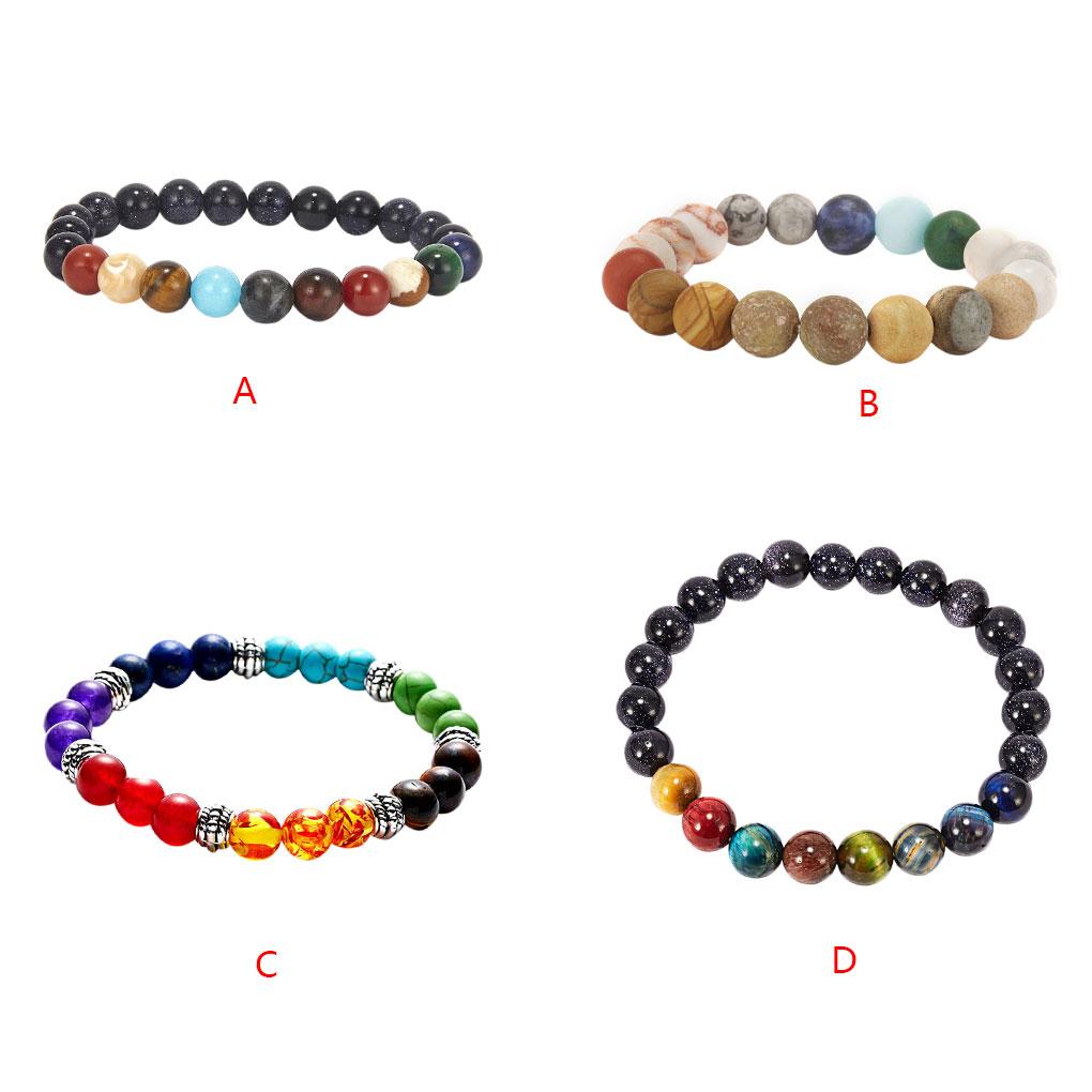 Natural Stone Beads Bracelet Women Men Beads Wristband Bangle Elastic Cord Unisex Bracelet Jewelry BR18Y0533-3