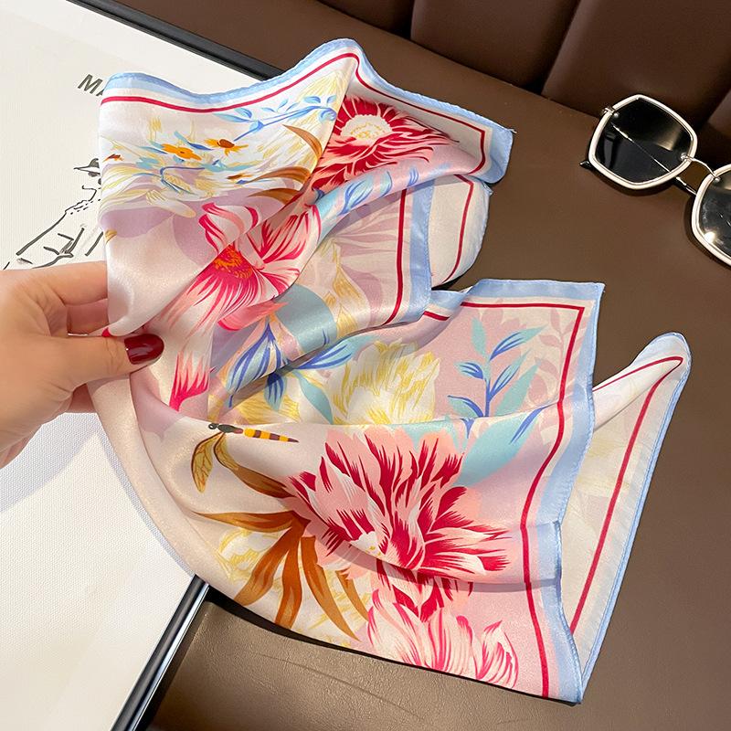 2025 Fashion 100% Nature Silk Square Scarf Women Female Foualrd Neckerchief Neck Ties Small Scarves Shawl Bandana Hijab Pashmina