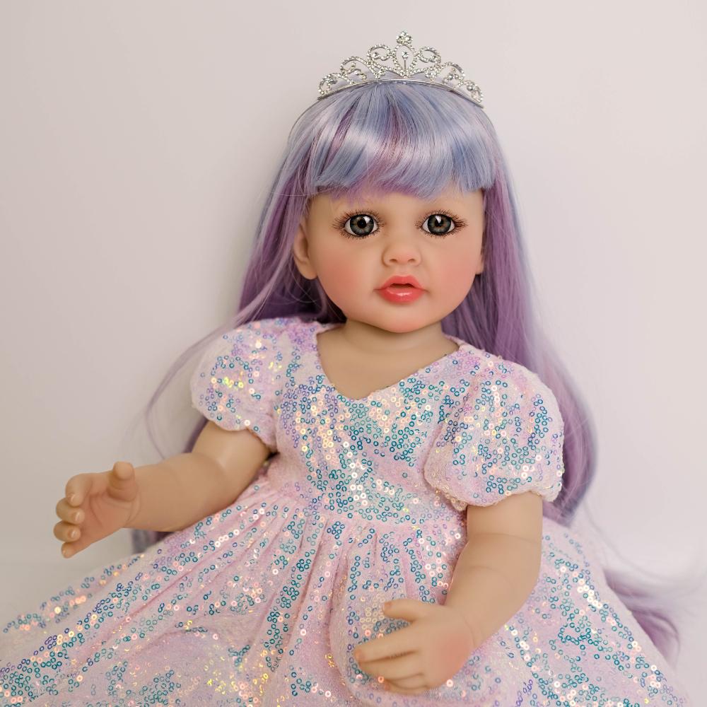 Lifelike 55cm Full Vinyl Body Reborn Baby Dolls Betty Real Looking Princess Girl Baby Dolls with Colorful Pasted Long Hair Newborn Doll Kid's Play Toy